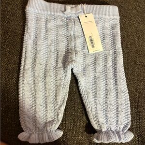 Janie and Jack Light Blue Cable Knit Baby Pants 3-6 Months Elastic Waist